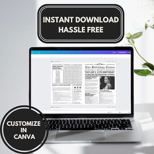 Customizable Birthday Newspaper Canva Template