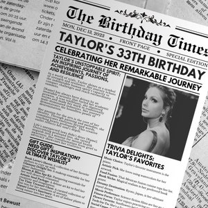 Personalized Birthday Newspaper Template For Unique Birthday Party Celebration