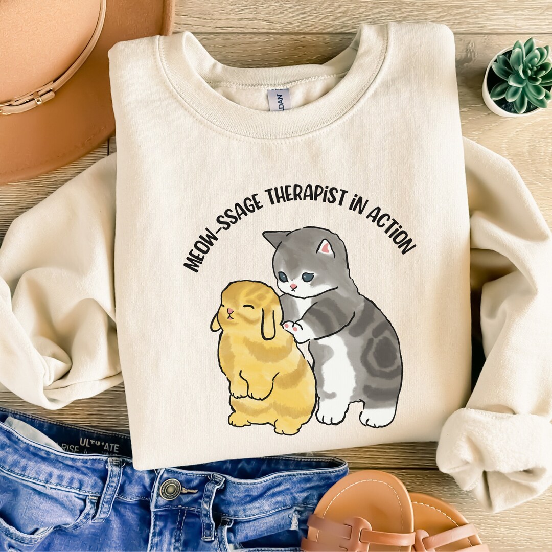 Funny Cat Sweater Meow Sweatshirt Cat Mom Shirt Cute Cat Etsy