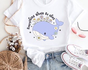 Cute Whale Shirt Sea Creature Sweatshirt Ocean Tee Whale Lovers Crewneck Sweater Fish T-Shirt Summer Outfit Positivity Gifts