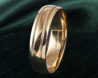 Men's Wedding Ring Yellow Gold Wedding Band Mens Yellow Gold Ring Plain Ring Unique Wedding Ring Guys Promise Ring Silver Ring for husband