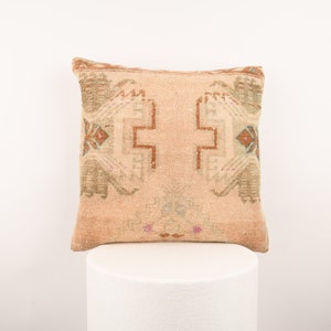 Turkish Kilim Pillow, Handmade Kilim Pillow, 16x16 Pillow Cover, Decorative Pillow, Home Decor, Boho Pillow, Vintage Cushion, Sofa Pillow