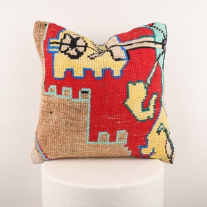 Home Decor, Turkish Kilim Pillow, Decorative Throw Pillow, 16x16 Sofa Cushion Cover, Bohemian Kilim Pillow, Turkey Pillow, Handmade Pillow