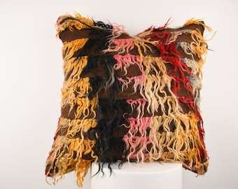 Bohemian Kilim Pillow Cover, Turkish Wool Blend, 24x24