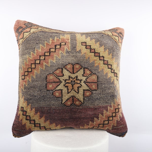 Turkish Kilim Pillow, Handmade Kilim Pillow, 20x20 Pillow Cover, Decorative Pillow, Boho Pillow, Turkey Pillow, Livingroom Decor, Beeding
