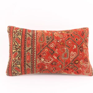 Turkish Kilim Pillow, Bohemian Kilim Pillow, Home Decor, 12x20 Pillow Cover, Decorative Pillow, Handmade Kilim Lumbar Pillow, Boho Pillow