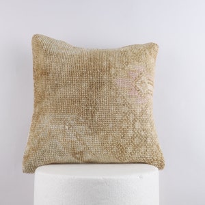 Turkish Kilim Pillow, 16x16 Pillow Cover, Decorative Pillow, Handwoven Accent Pillow, Home Decor, Cushion Cover, Boho Decor Pillow