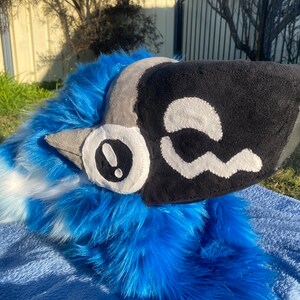 Protogen Fursuit furry fursona head Blue pattern - Protogen - Pillow