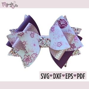 Hair Bow SVG - Bow Template - Bow SVG - Silhouette Cut Files, Cricut Cut Files, Faux Leather Hair Bow Template, Hair Bow DXF