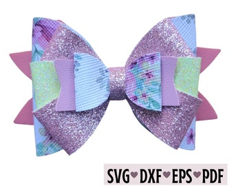 Hair Bow SVG - Bow Template - Bow SVG - Silhouette Cut Files, Cricut Cut Files, Faux Leather Hair Bow Template, Hair Bow DXF