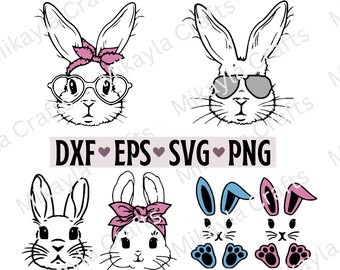 Paquete SVG de familia de conejos de Pascua: archivos de corte para Cricut y Silhouette