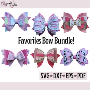Hair Bow Bundle - Bow Template - Bow SVG - Silhouette Cut Files, Cricut Cut Files, Faux Leather Hair Bow Bundle Templates, DXF Hair Bow