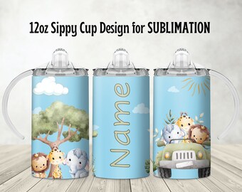 Safari Sippy Cup 12oz Tumbler Wrap: Sublimation Design (Digital Download)