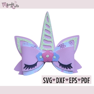Unicorn Hair Bow SVG Template: Faux Leather, Cricut, Silhouette (Digital File)