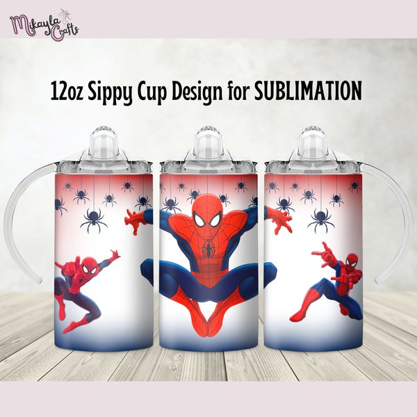 Spider Cartoon 12oz Sippy Cup Sublimation template, Tumbler wrap, Sublimation template, 12oz Straight sippy cup wrap, Digital Download, PNG