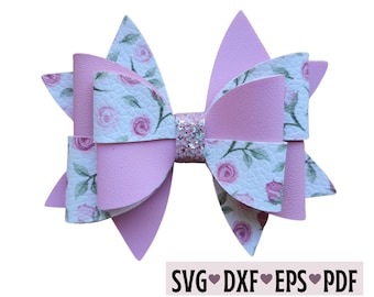 Hair Bow SVG Template: Faux Leather Bow, Cricut Cut File (PDF)