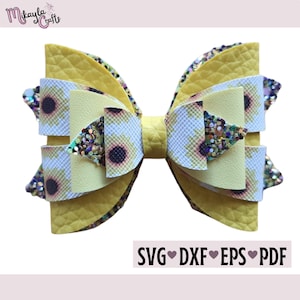 Hair Bow SVG Template, Hair Bow DXF - Hair Bow Template - Silhouette Cut File, Cricut Cut File, Faux Leather Hair Bow