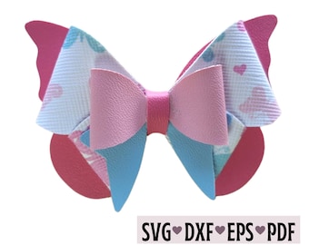 Faux Leather Hair Bow Template: SVG, DXF, Cricut Cut Files (Digital Download)