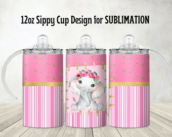 Diseño de sublimación de vaso con forma de elefante: Envoltorio para vaso de 355 ml (descarga digital)