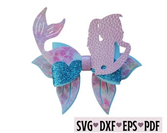 Mermaid Hair Bow SVG Template: Faux Leather Bow (Digital Download)