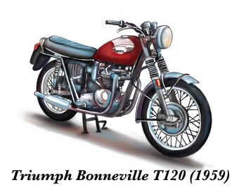 Zeichnung/Illustration Vintage Classic Motorbike, Triumph Bonneville, Digitaler Download, Kunstdruck, Wandkunst, Poster, Geschenk, Souvenir