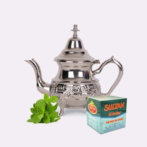 Handgjord marockansk silvertekanna | Traditionell graverad | Flera storlekar tillgängliga