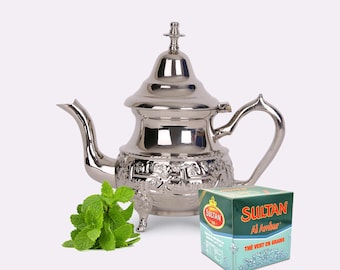 Tetera marroquí de plata hecha a mano / Grabada tradicionalmente / Varios tamaños disponibles