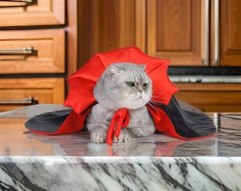 Gothic Vampire Pet Costume | Satin Cape for Cats & Small Dogs