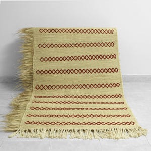 Handwoven Berber palm rug – Handwoven Moroccan Hssira Rug in Natural Doum Palm | straw mat | moroccan rug | Palm straw mat | Natural fiber
