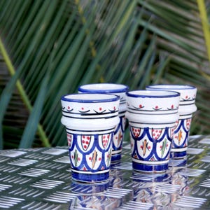 Elegant Moroccan Ceramic Cups Set | Handcrafted Rustic Decor | Unique Gift | Hand-Painted Home & Kitchen Art | Lead-Free Eco-Friendly | Boho