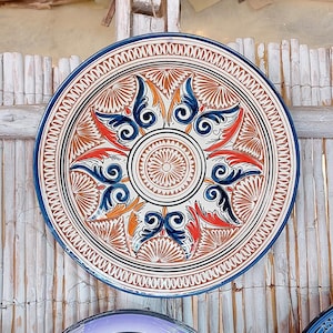 Handmade Moroccan Ceramic Plate | Safi Pottery | Traditional Amazigh Design