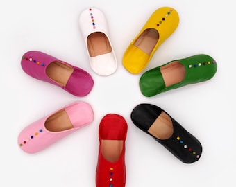 Traditional Indoor Moroccan Leather Slippers | Women’s Babouches | Handmade in Morocco