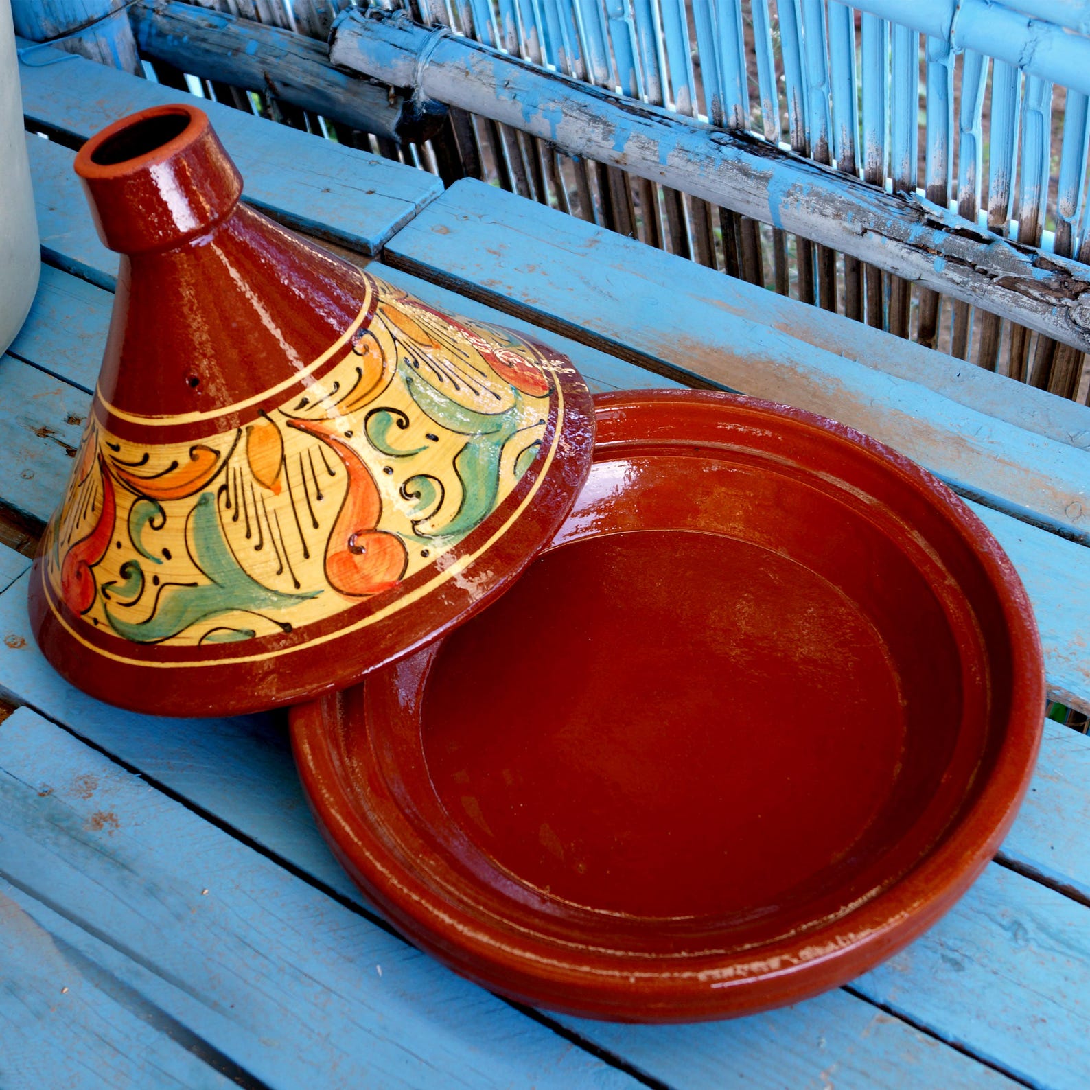 Handcrafted Moroccan Tagine in Classic Brown Ceramic with Hand-Painted Design — view 5