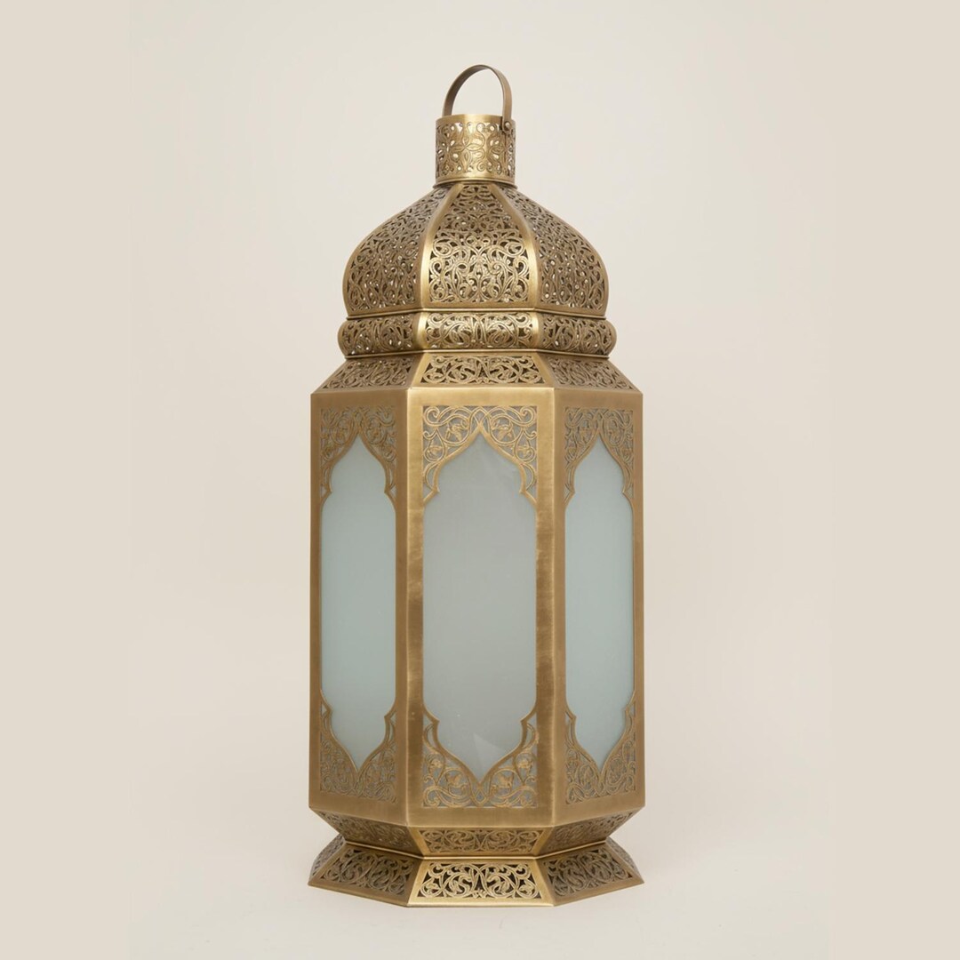 Handmade Moroccan Octagonal Brass Lantern – Handmade Table Light