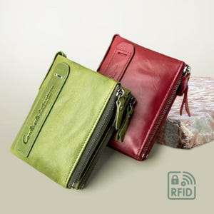 Unisex Authentisches Leder Portemonnaie mit Reißverschlusstasche | Stilvoll und Funktional | Schützt vor Diebstahl | Ideale Geschenke zum Valentinstag