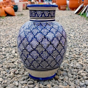 Handmade blue Ceramic Vase | Moroccan Pottery  | Traditional Safi Style