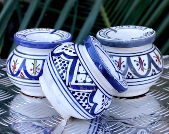 Marockanskt askfat i keramik | Handmålad safikeramik | Lock med sidoöppningar