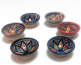 Set of 6 Moroccan Ceramic Bowls | Hand-Painted Tapas Dishes