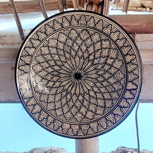 Handmade Safi Pottery Plate – Moroccan Ceramic Dish – Hand-Painted Zellige – Artisan Wall Decor or Tableware from Morocco