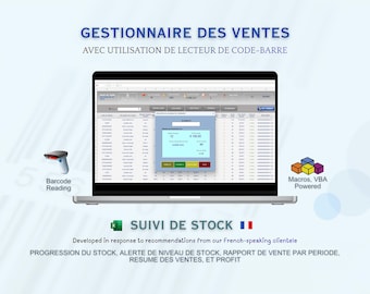 French Inventory Management Excel Template with Barcode