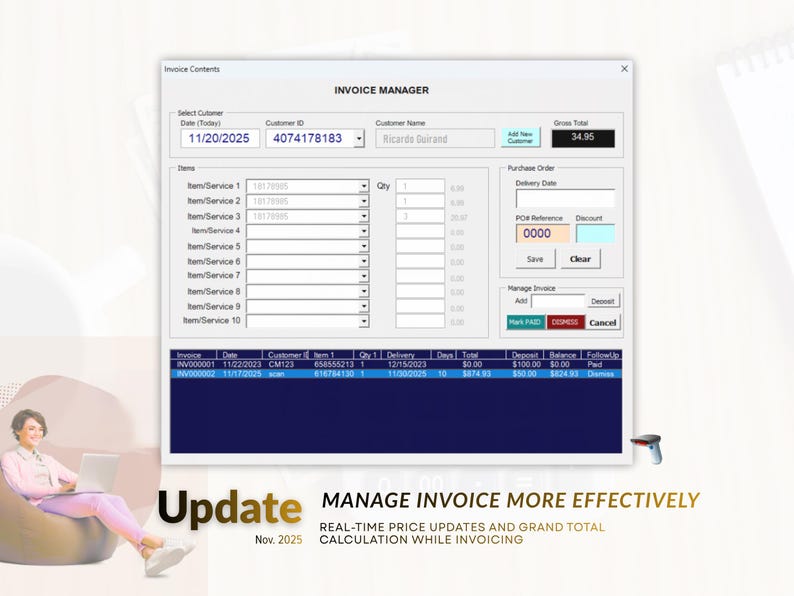 Excel Inventory Sales System: Barcode & RFID Mini POS (Digital Download) image 3