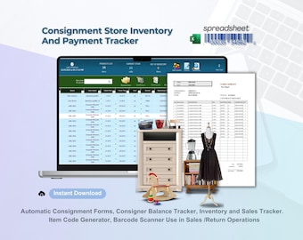 Consignment Store Inventory Tracker: Excel Spreadsheet, Barcode Scanning