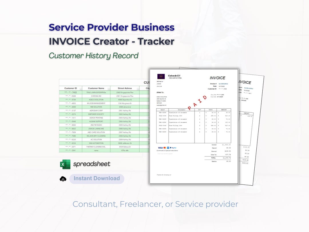 Excel Invoice Tracker: Automated Billing Spreadsheet (digital Download ...