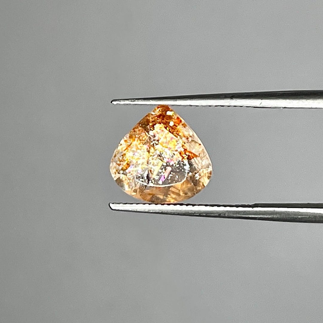 Fire Sunstone Rainbow Fire Sunstone Heart, Peach Schiller Gemstone (10x10 MM) - Etsy