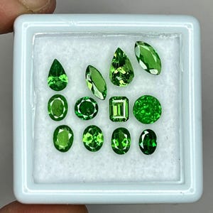 Natural Tsavorite Loose, 3-6 MM, Green Garnet Faceted, Premium Tsavorites for Solitaire Jewelry, 12 Pcs Certified Tsavorite Lot