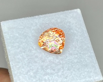 Confetti Rainbow Fire Sunstone 8.20x8.60 MM Heart Cut Loose Orange Sunstone For Jewelry, 1.65 Carat Sunstone For Ring/Jewelry