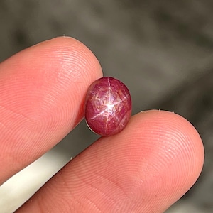 Luxury Redish-Pink Star Ruby, Certfied 6 Ray Star Ruby, 4 Ct. 9.2x7.5x5 MM, Loose Ruby Star Cabochon, Vivid Red Star Ruby
