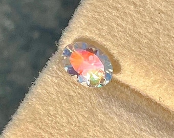 Piedra lunar andesina rosa real, talla ovalada, gema de Madagascar (0,55 ct). Tamaño perfecto para anillo, 6,75 x 4,75 mm. Joyería con piedras preciosas personalizadas.