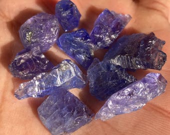 Natural Tanzanite Rough Lot 56 Ct, 10 pcs Untreated Raw Gemstones, Tanzania Zoisite Crystal Parcel