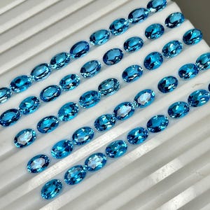Natural Swiss Blue Topaz, 7x5 MM Top Grade Colour Eye Clean Callibrated Oval Cut, Loose Blue topaz Layout For Jewelry, Pairs for Earrings